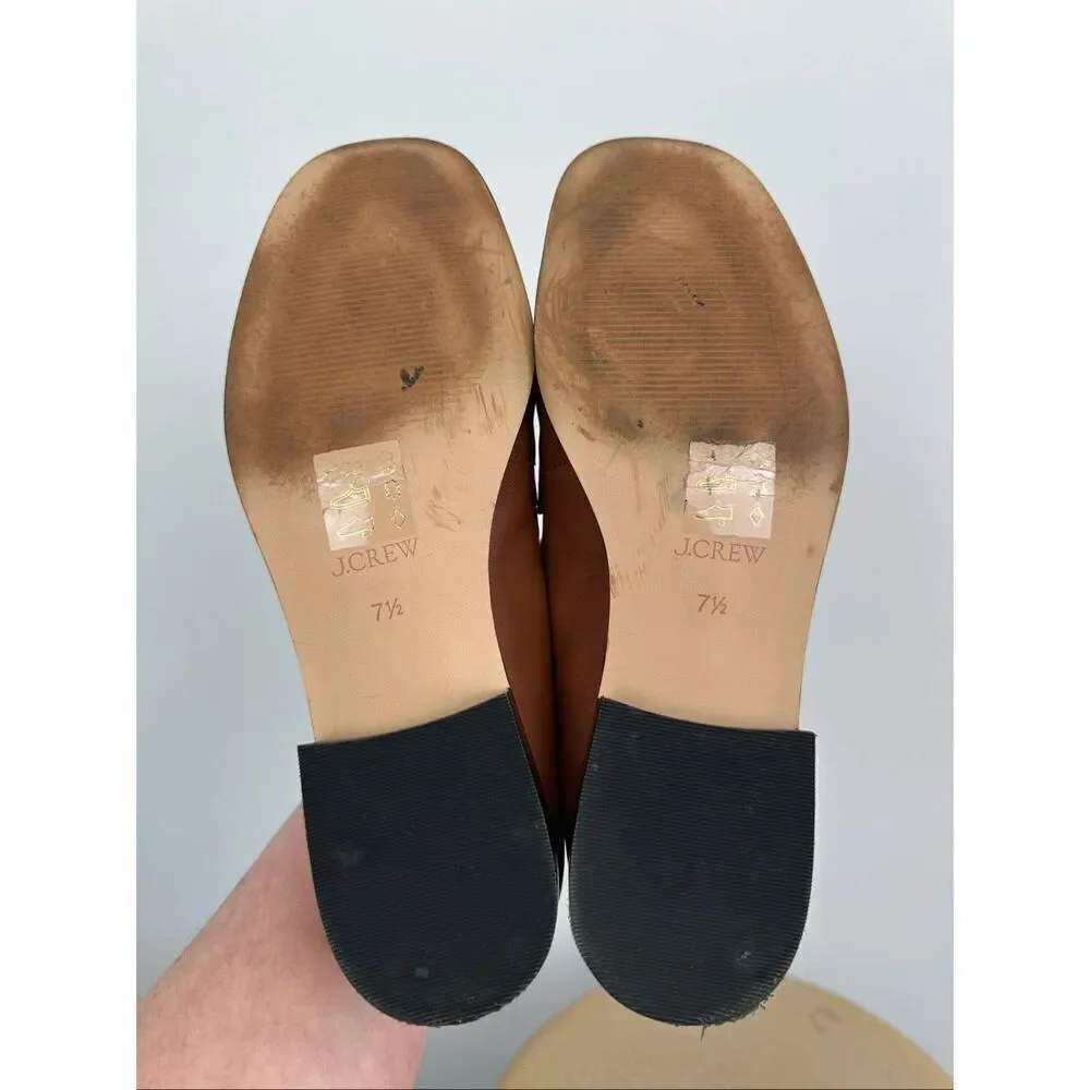 J. Crew Women’s Cognac Brown Leather Maison Ruched Slip In Loafers